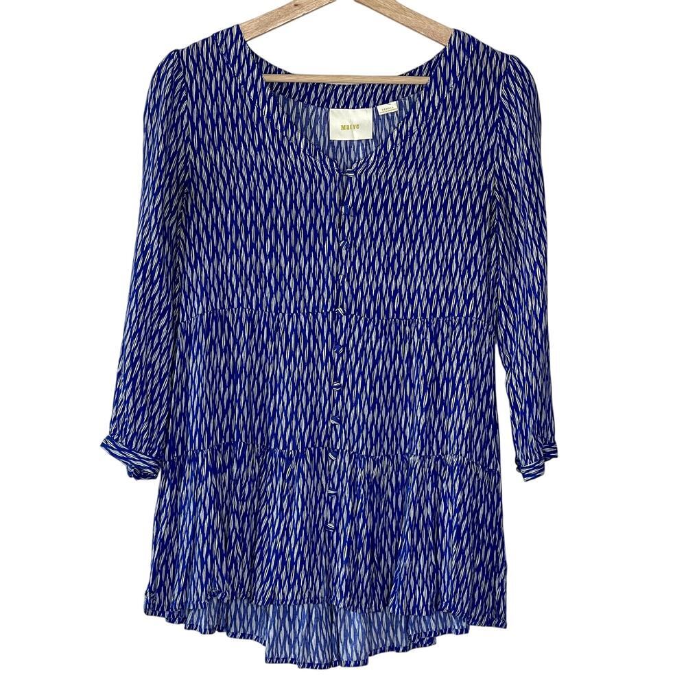 Maeve By Anthropologie  Lila Tiered Tunic Button‎ Up Front Top Size XS